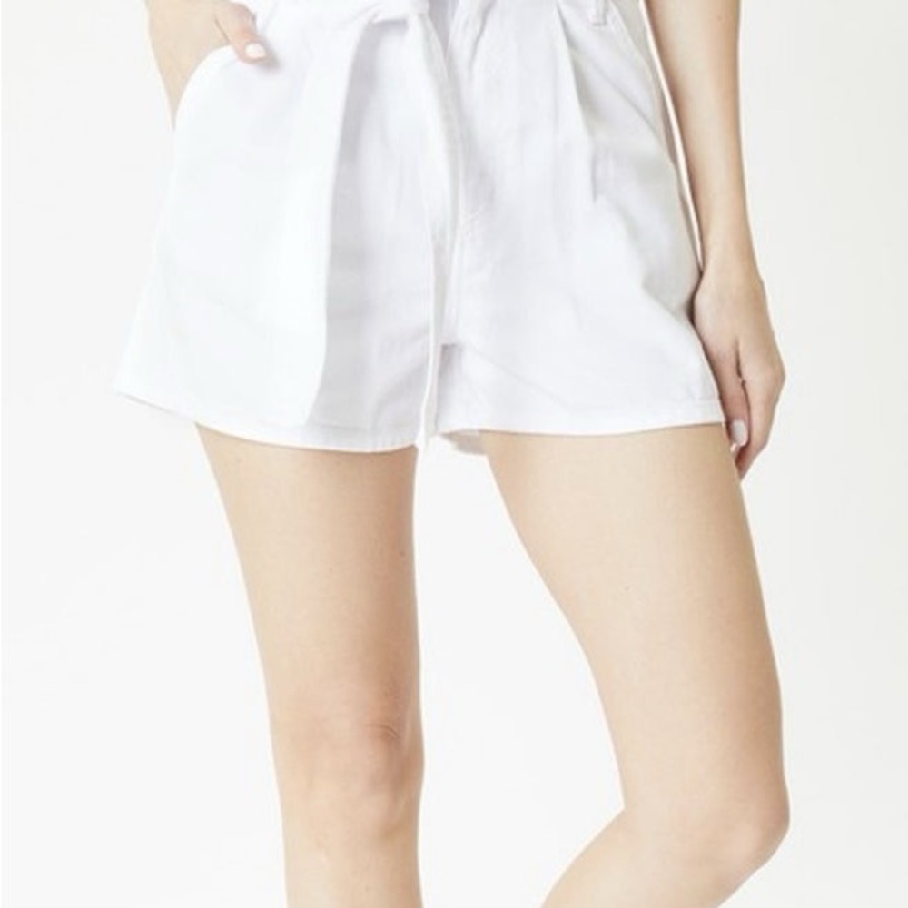 Women's White Kancan Paper bag denim Shorts
